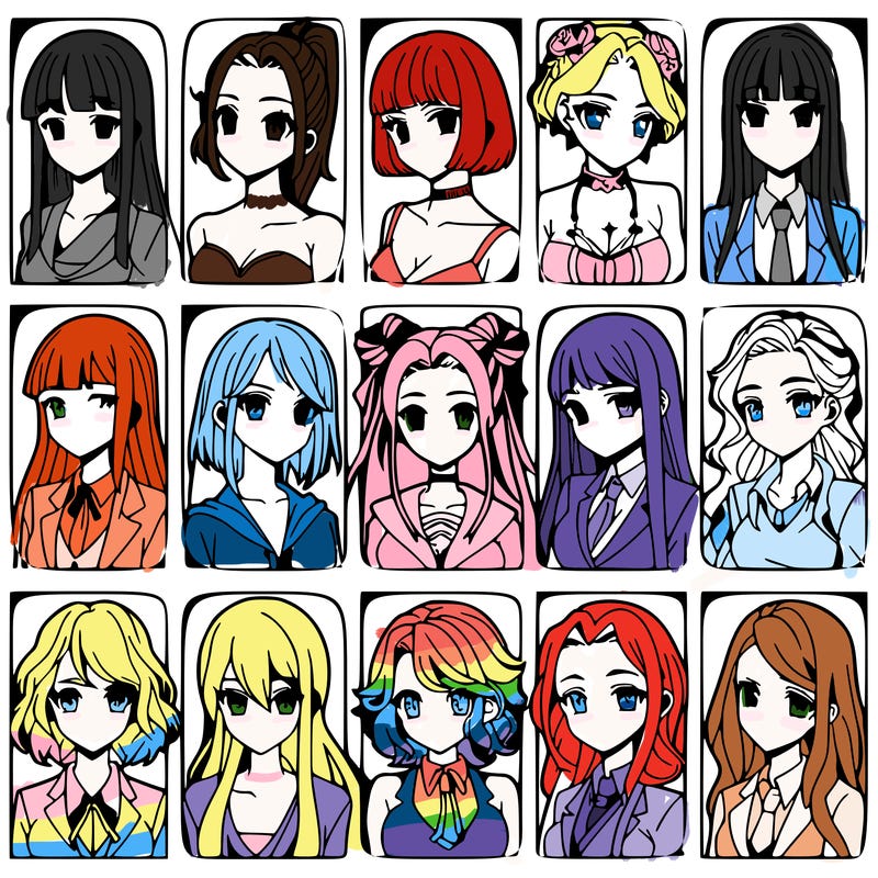 girls that look diffrent anime