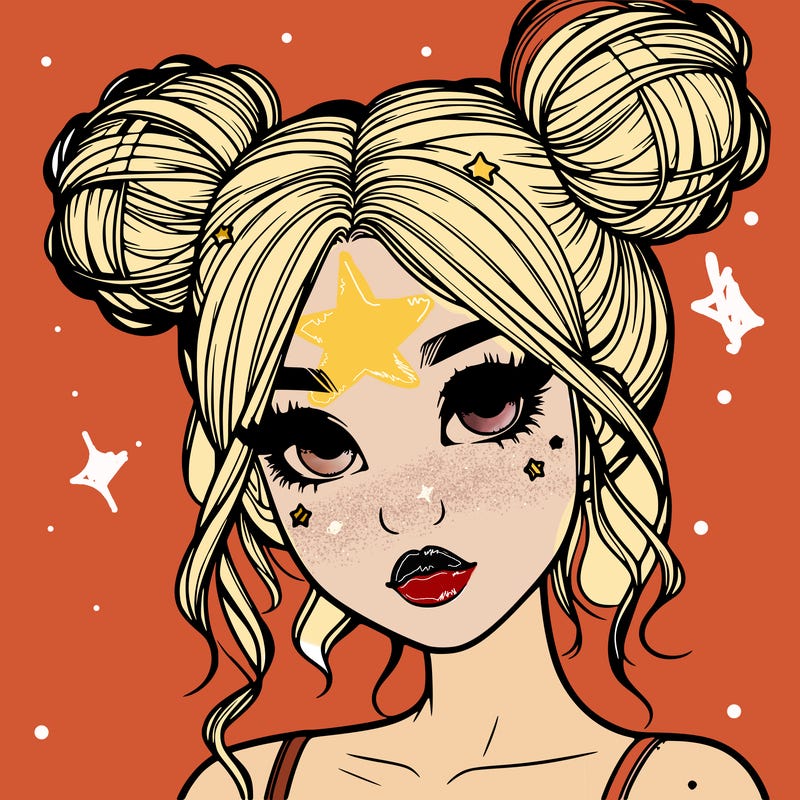 realistic girl with space buns