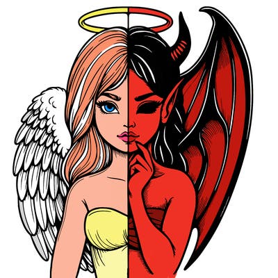 realistic angel half demon