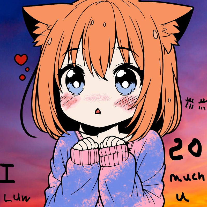 shy anime catgirl