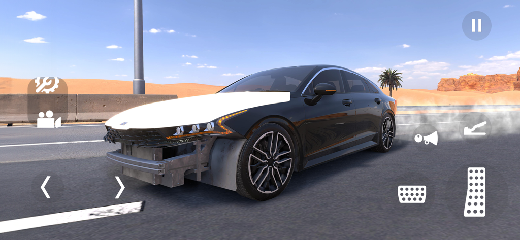 Highway Drifter: Hajwala Drift - Customized black car drifting on a desert highway in Highway Drifter Hajwala Drift