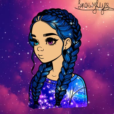 realistic girl with braids