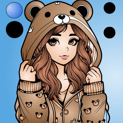 realistic girl in a animal pjs hoodie