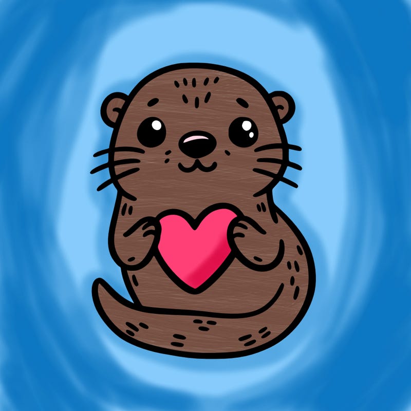 otter with a heart