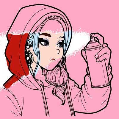 a realistic girl, spray painting