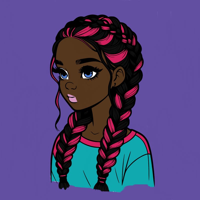 realistic girl with braids