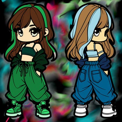 girl in crop top and baggy pants