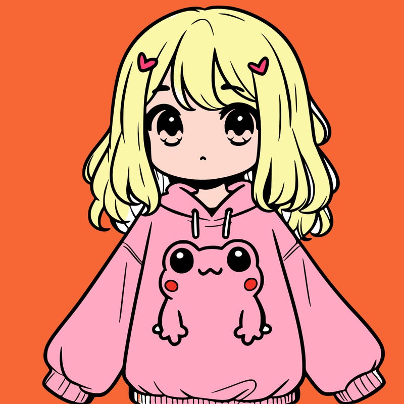 girl wearing frogging sweatshirt