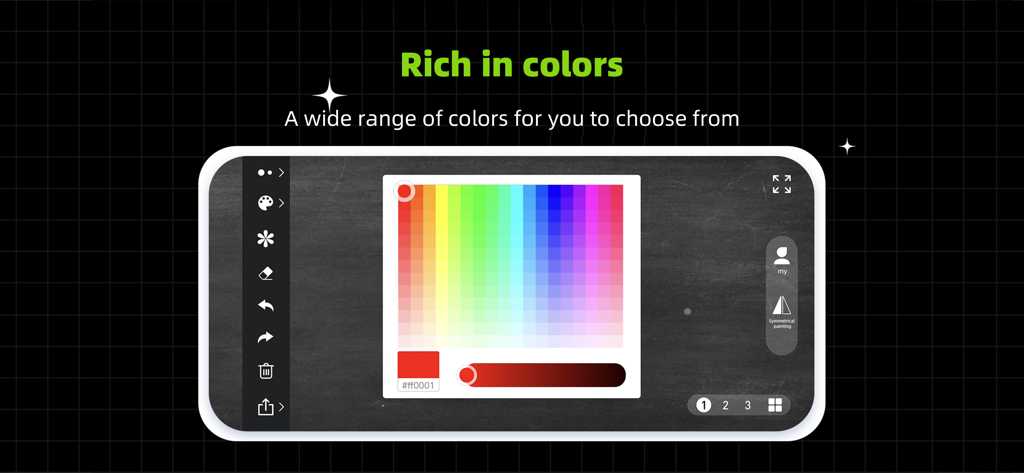 Small Whiteboard - Small Whiteboard app interface showing a wide range of colors in a grid palette for digital drawing and note taking