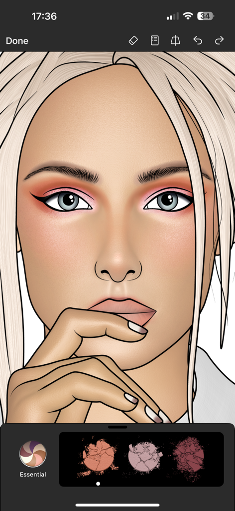 Prêt à Makeup - Face chart digital com texturas de maquiagem realistas e paleta de cores no aplicativo Pret-a-Makeup