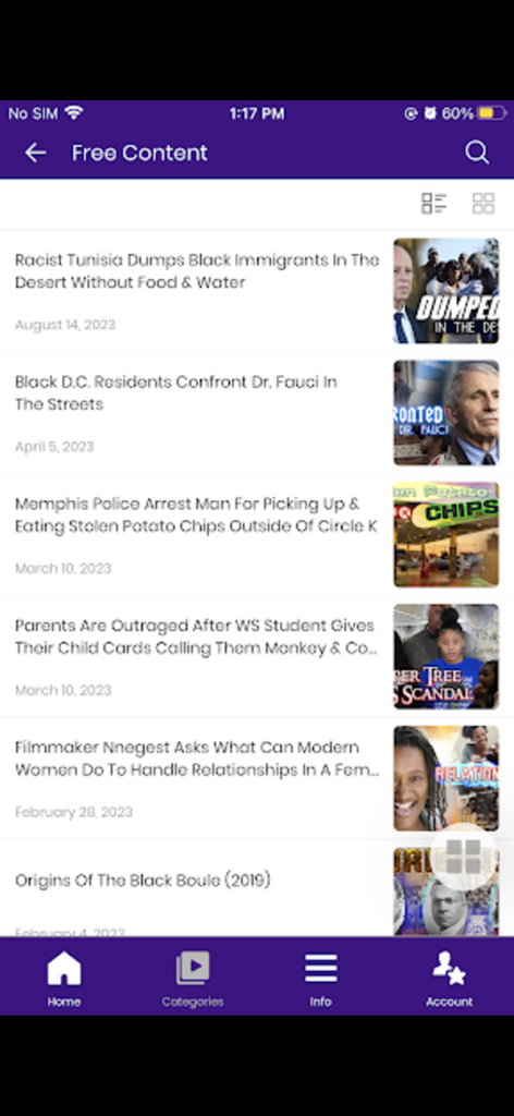 African Diaspora News Channel - Interface of the African Diaspora News Channel app showing news articles