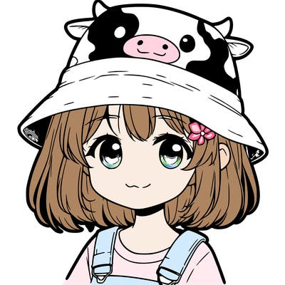 girl  with  cow bucket hat  manga