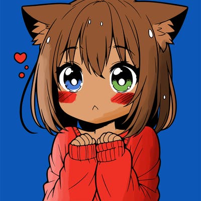 shy anime catgirl