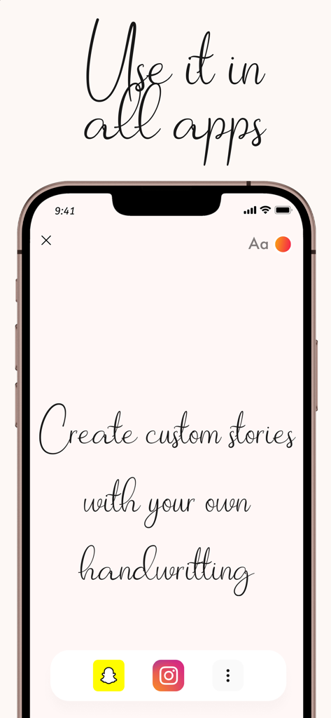 Smartphone screen showing custom handwriting fonts used for creating social media stories.