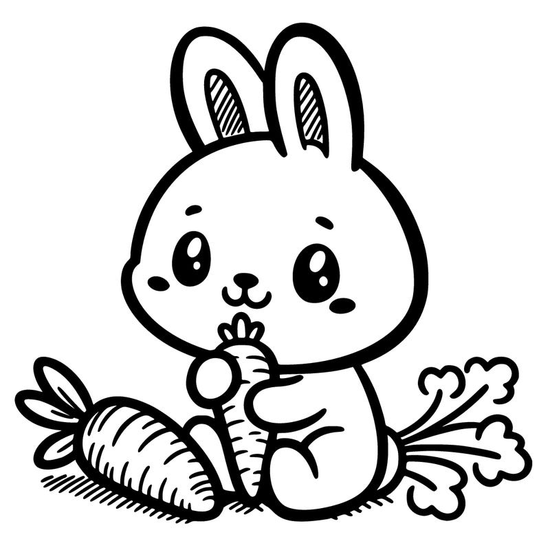 cute bunny eating a carrot