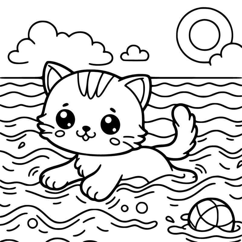 kitten swimming in the ocean