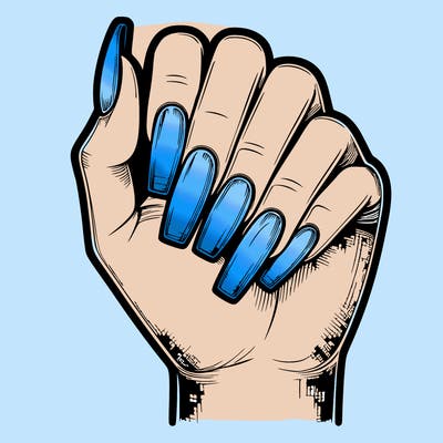 realistic hand with square nails