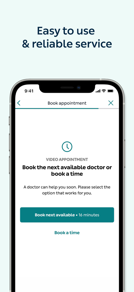 Interface de l'application Livi montrant les options pour prendre un rendez-vous vidéo avec un médecin