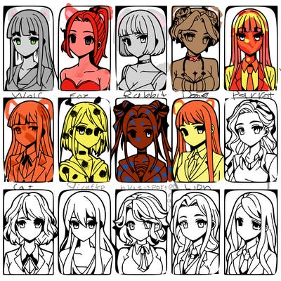 girls that look diffrent anime