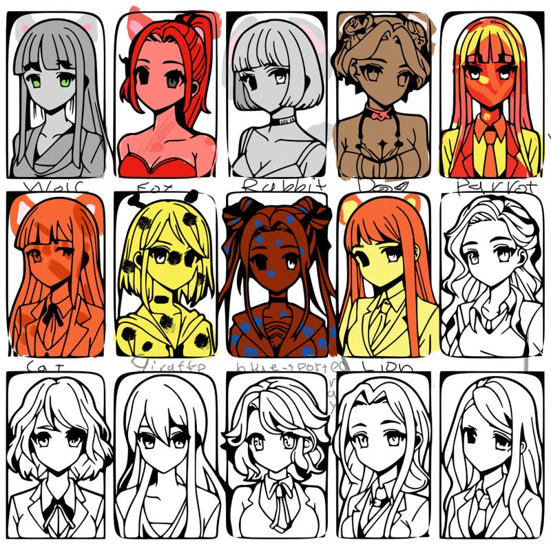 girls that look diffrent anime