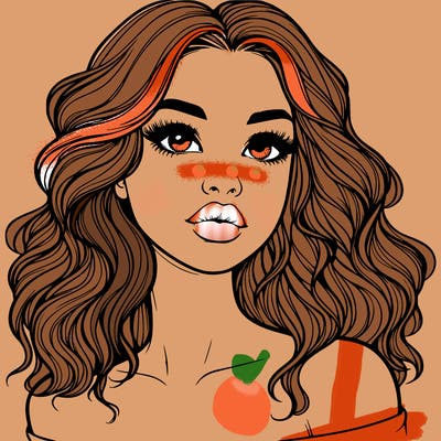 realistic girl with wavy hair and lips