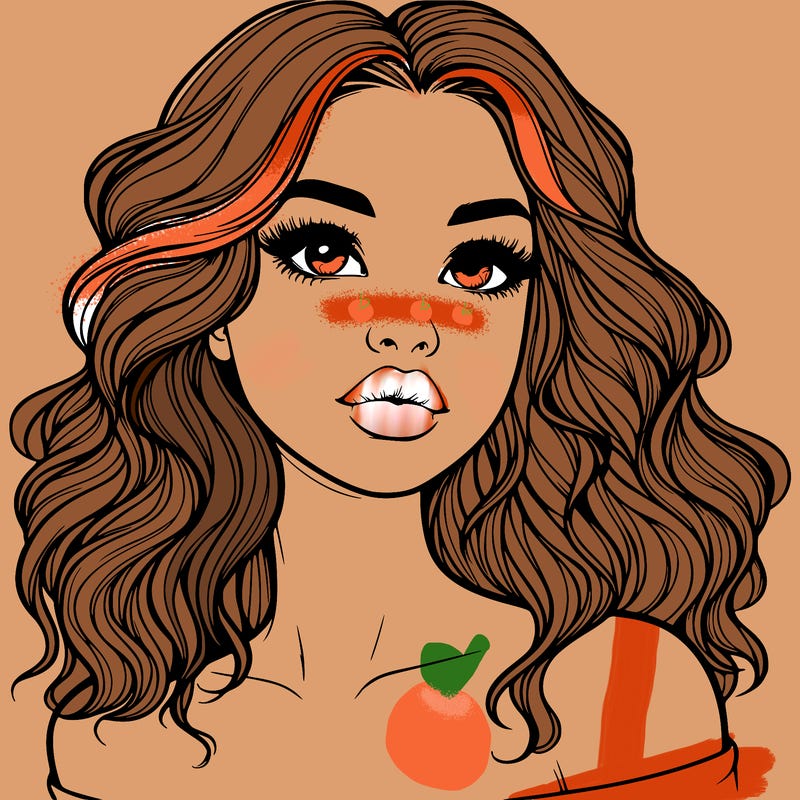 realistic girl with wavy hair and lips