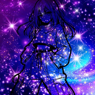 anime teen girl with baggy pants and crop top with sweater