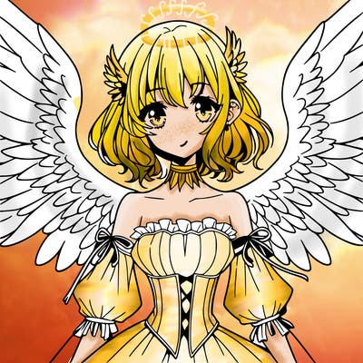 manga woman with large wings