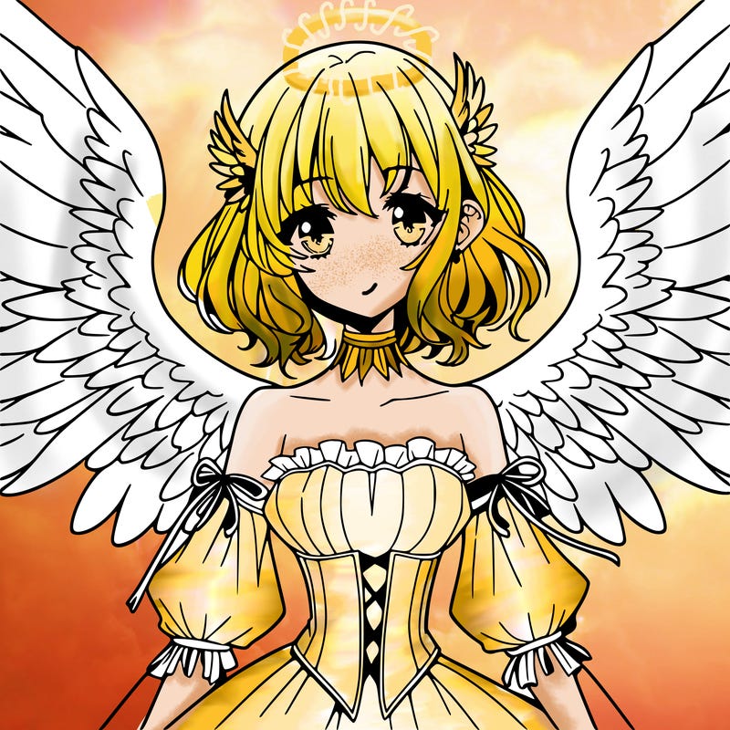 manga woman with large wings
