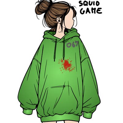 realistic girl with a oversized sweatshirt on and a bun