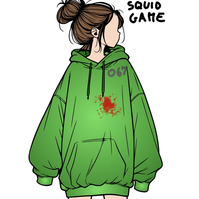 realistic girl with a oversized sweatshirt on and a bun