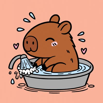 capybara taking a bath