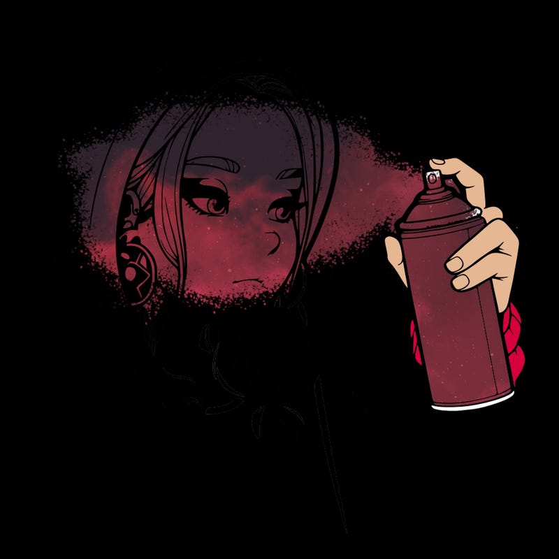 a realistic girl, spray painting