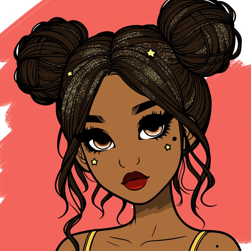 realistic girl with space buns