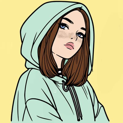 a realistic girl in a hoodie