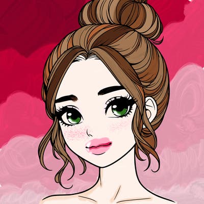 realistic pretty girl with hair in bun