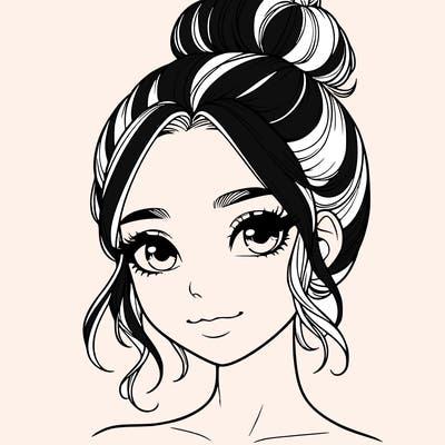 realistic pretty girl with hair in bun
