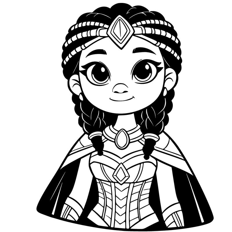 a girl with braids and has black skin and a is a warrior princess
