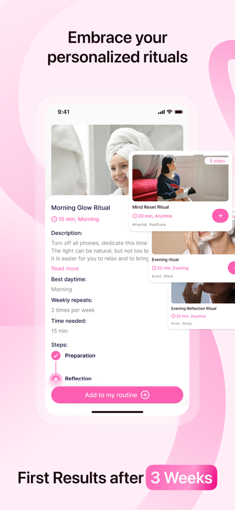 Solvi: Skincare Club - Solvi app screen showing personalized skincare rituals and routine tracking