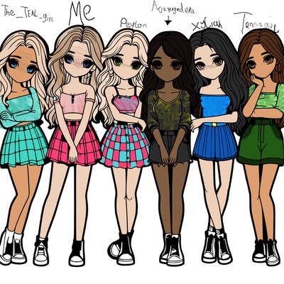 a group of girls realistic