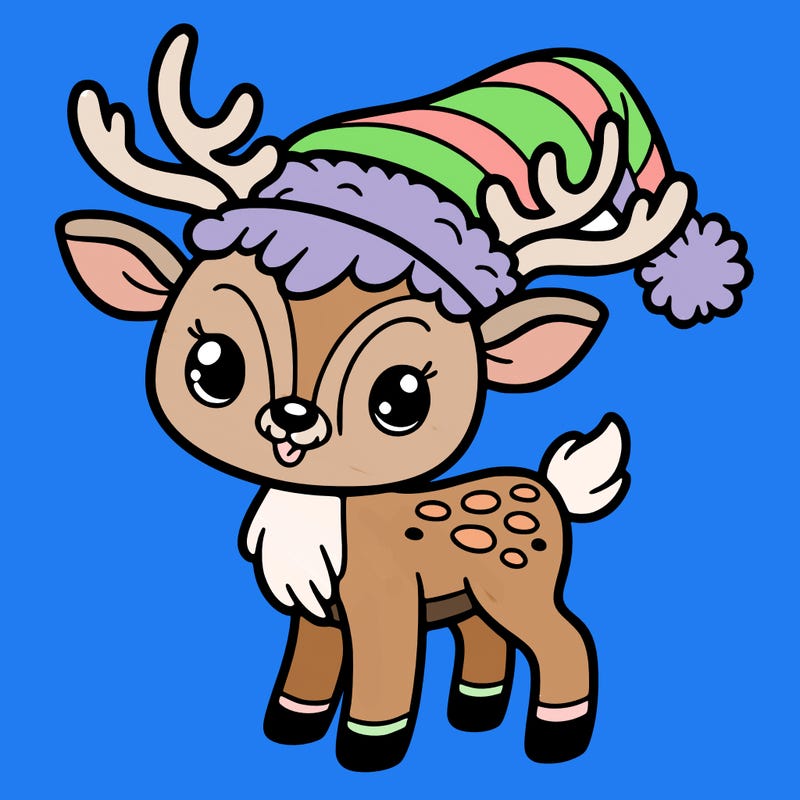 christmas reindeer with santa hat