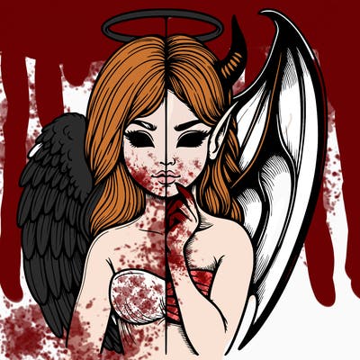 realistic angel half demon