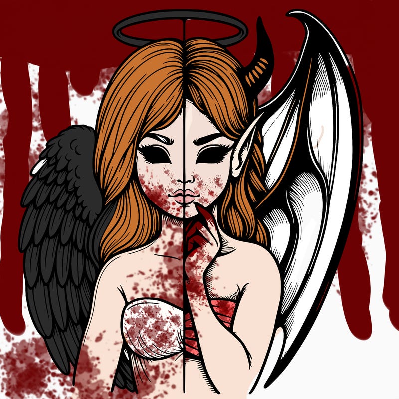 realistic angel half demon