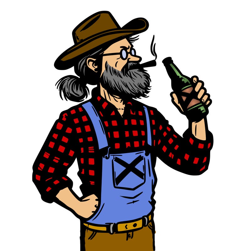 red neck southern man with a beer ro