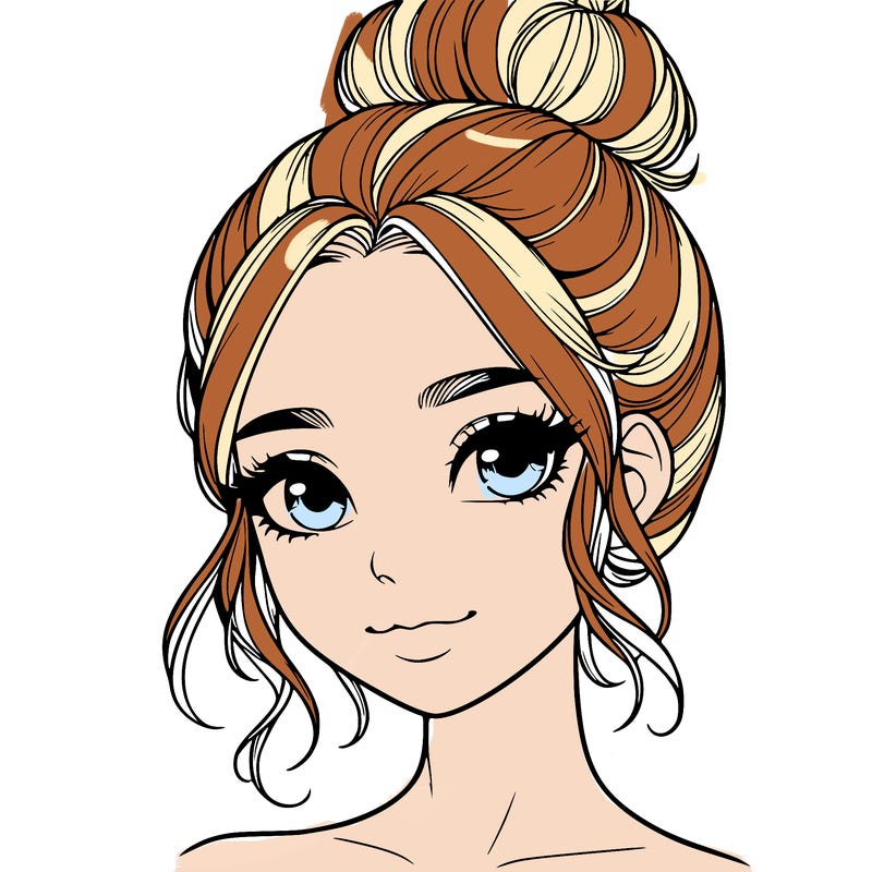 realistic pretty girl with hair in bun
