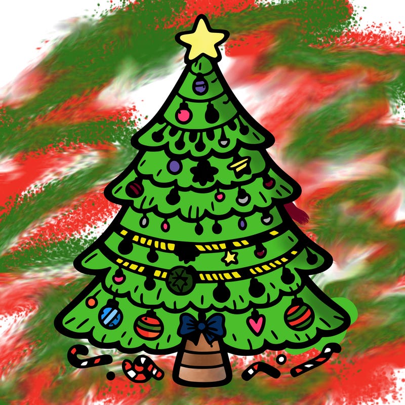 christmas tree with lots of details