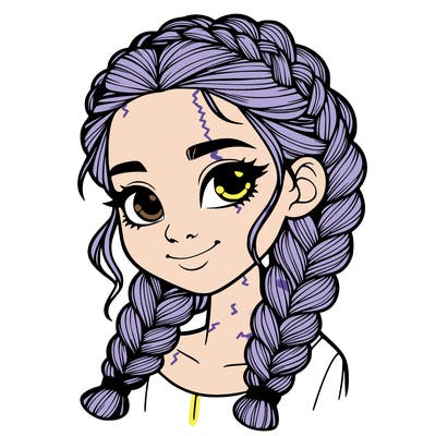 girl with braids realistic