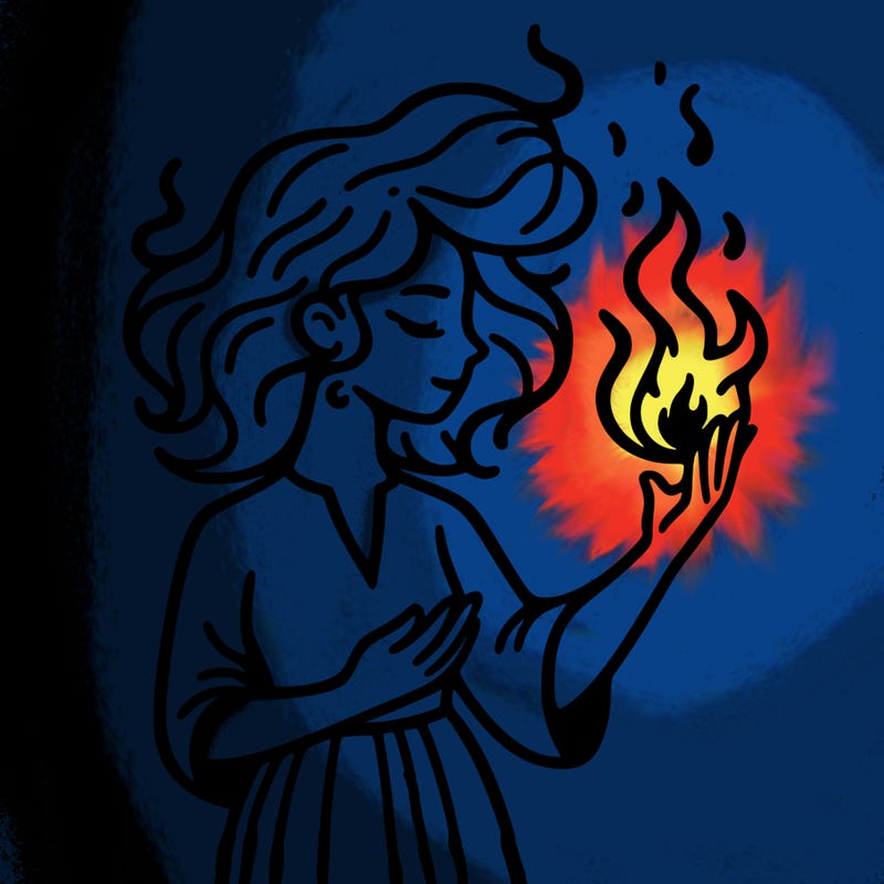 woman with fire