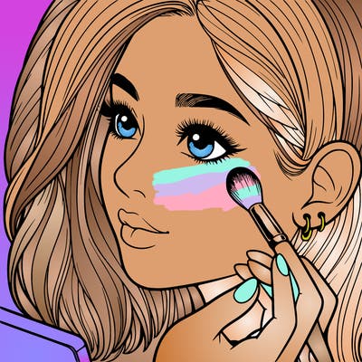 a realistic girl doing her makeup