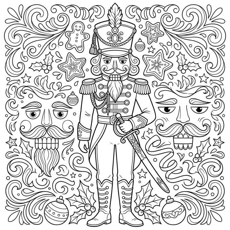 Bring the classic tale to life with this intricate Nutcracker Prince coloring page, featuring festive details and holiday cheer. Unleash your creativity and add a splash of color to this beloved Christmas character.
